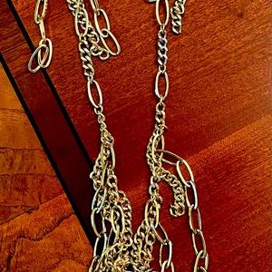 Fun, gold tone, chain necklace with matching chain earrings!